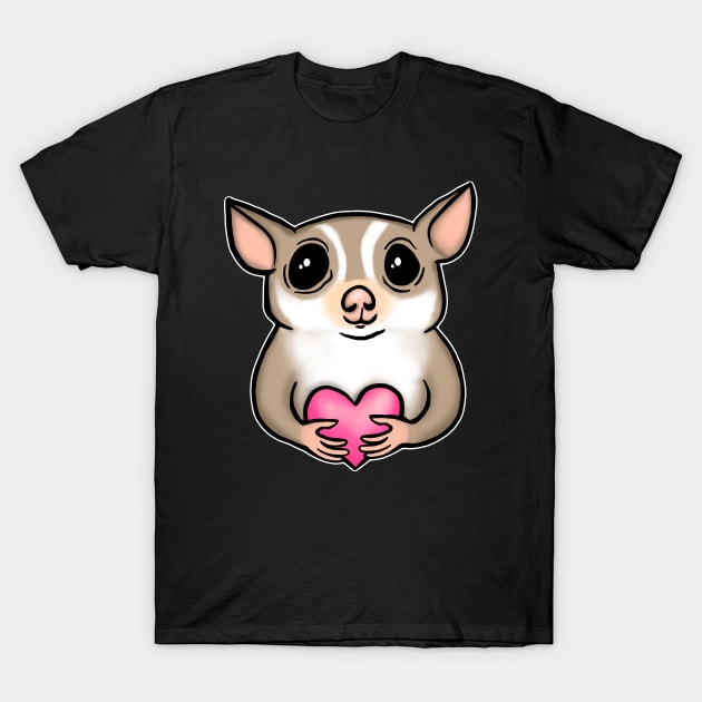 Sugar Glider Pink Heart for Sugar Glider Lovers T-Shirt by Mochi Merch